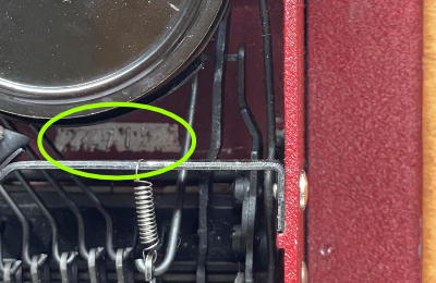 1Location of the serial number stamped on 1950 Gossen Tippa typewriters